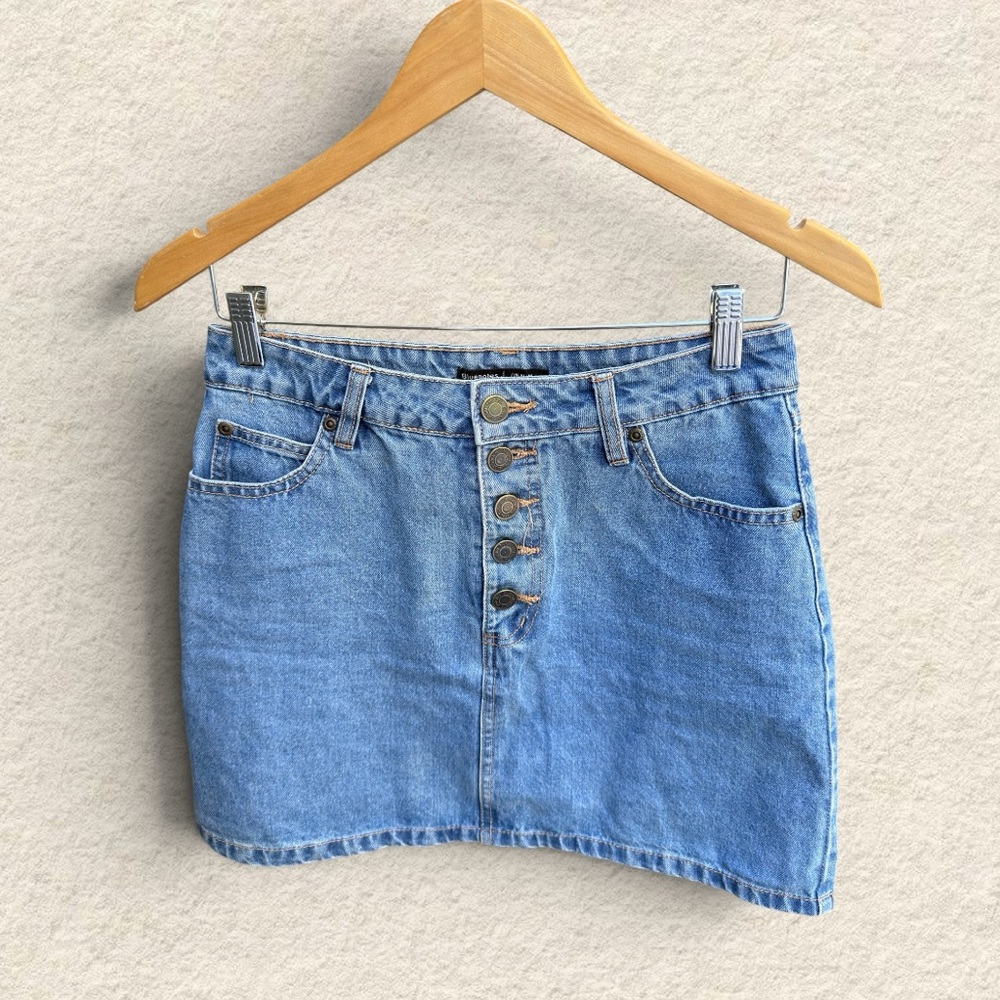 Bluenotes Light Blue Button-Front Denim Mini Skirt